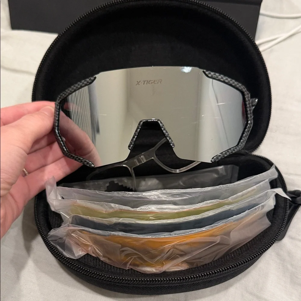 X Tiger Cycling Sunglasses with multiple lenses